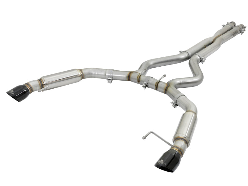 aFe MACH Force-Xp 3in 304 Stainless Steel Sport Tone Cat-Back with Black Tips 2015-2017 Ford Mustang V6-3.7L/V8-5.0L