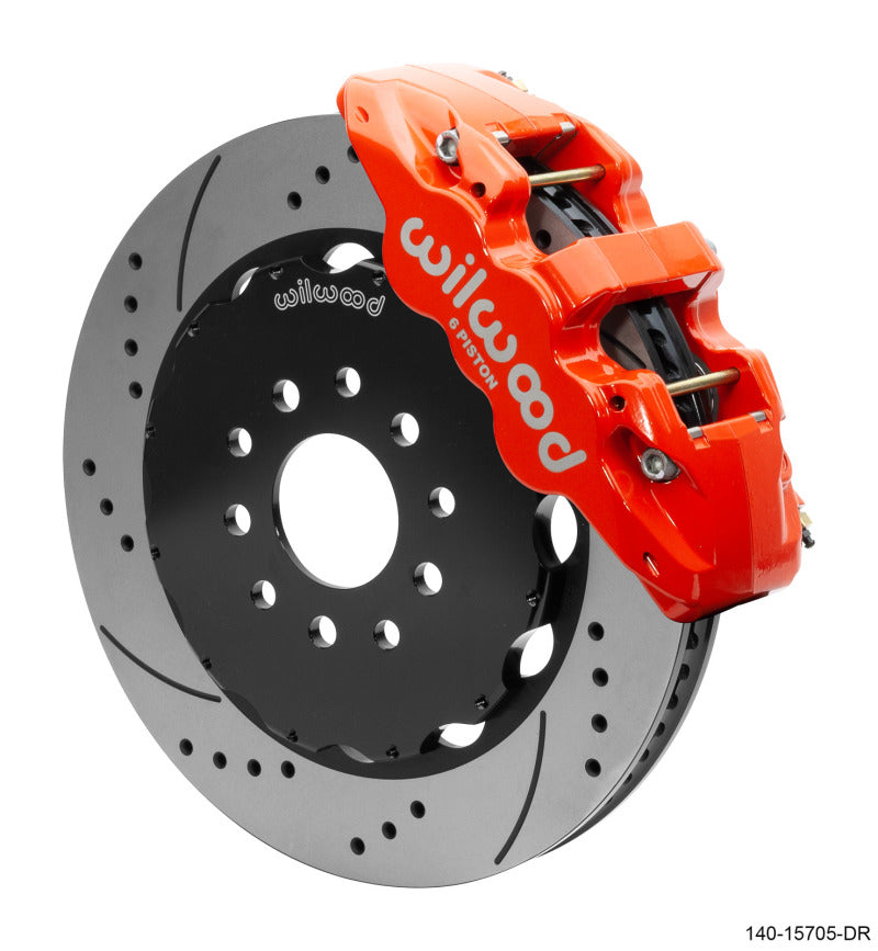 Wilwood 1997-2013 Chevrolet Corvette C5/C6 Aero6 Front Big Brake Kit (14in) - Red / Drilled & Slotted