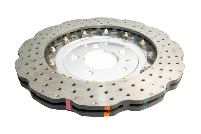DBA Audi RS4 / RS5 5000 Series Wave XD Drilled & Dimpled 2-Piece Rear Brake Rotor, Silver Hat (DBA52841WSLVXD)
