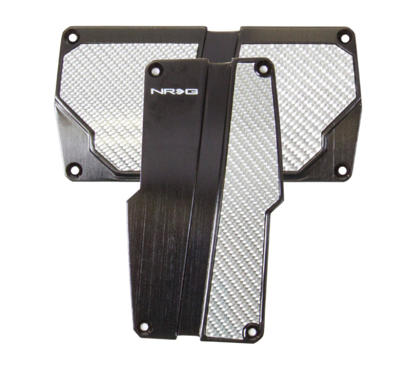 NRG Brushed Aluminum Sport Pedal A/T - Black w/ Silver Carbon (PDL-150BK)