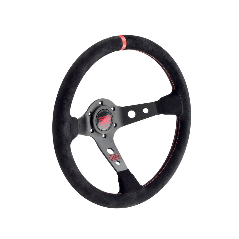 OMP Corsica Steering Wheel - Black Suede/Red (OD0-1954-073)