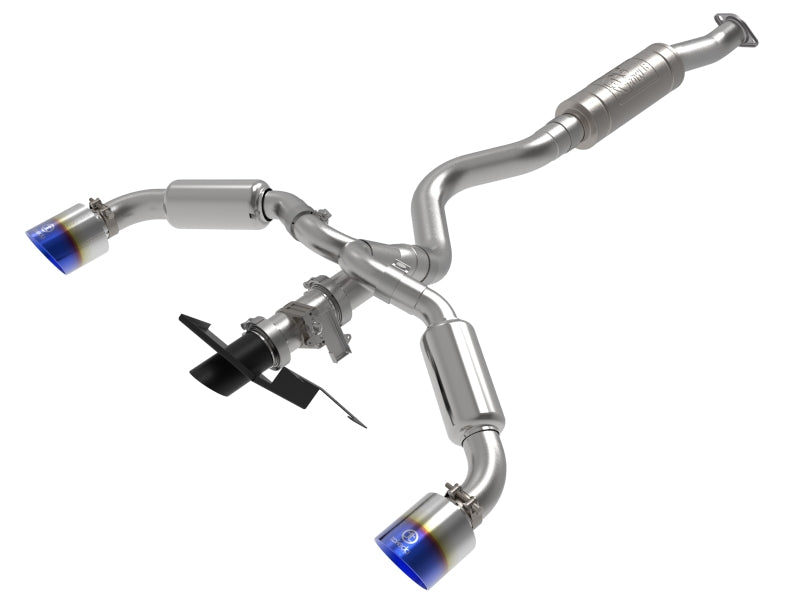 aFe 2023-2024 Toyota GR Corolla L3 1.6L Gemini XV 3in to 2-1/2in Cat-Back Exhaust with Blue Flame Tips