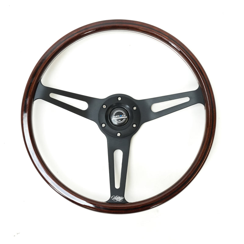 NRG Classic Vintage Wheel (380mm) 3 Spoke Center 1in Deep Dish (RST-380BK-W-B)