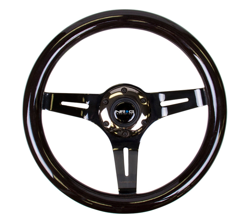 NRG Classic Wood Grain Steering Wheel (310mm) Black w/ Black Chrome 3-Spoke Center (ST-310BK-BK)