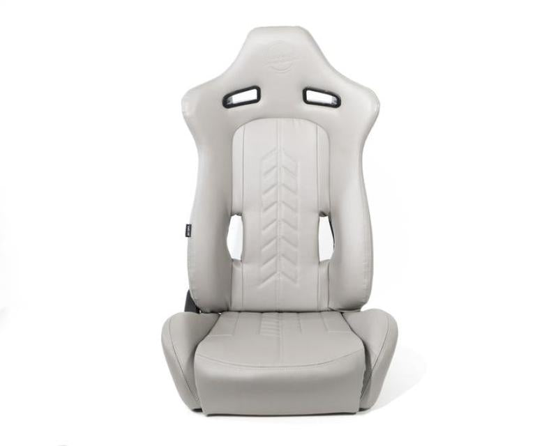 NRG Reclinable Sport Seats (Pair) The Arrow Grey Vinyl w/ Pressed NRG logo w/ Grey Stitch (RSC-810GY L/R) - photo 4