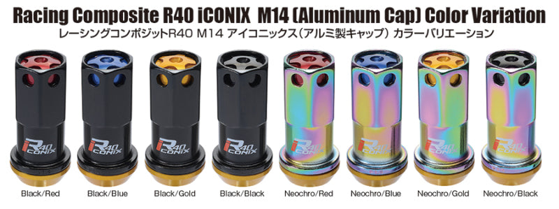 Project Kics 14x1.25 R40 Iconix Lock & Lug Nuts - Neochrome w/ Blue Cap (16+4 Locks) (WRIA15NU)