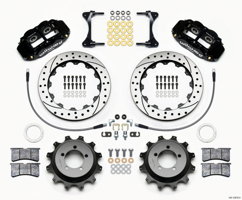 Wilwood 1999-2007 Subaru Impreza WRX Forged Narrow Superlite 4R Rear Big Brake Kit (12.88in) - Black / Drilled & Slotted