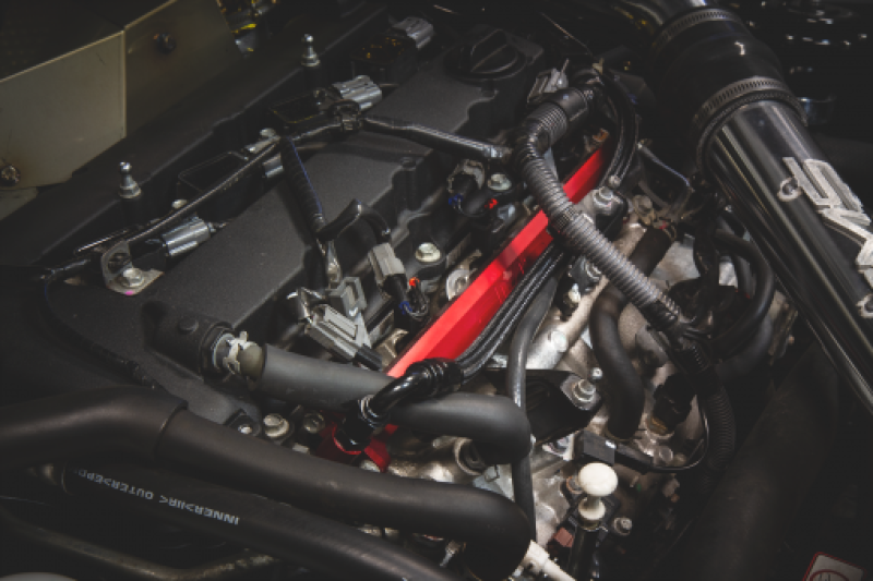 AMS Performance 2008-2015 Mitsubishi EVO X CNC Machined Aluminum Fuel Rail w/Pulsation Dampener - Red (amsAMS.04.07.0006-1) - photo 2