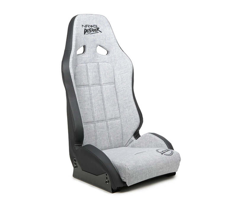 NRG Defender Water Resistant Steel Frame Susp. Seat - Silver w/ Black Trim/Defender Logo/Side Bracket (DF-100SL-S)