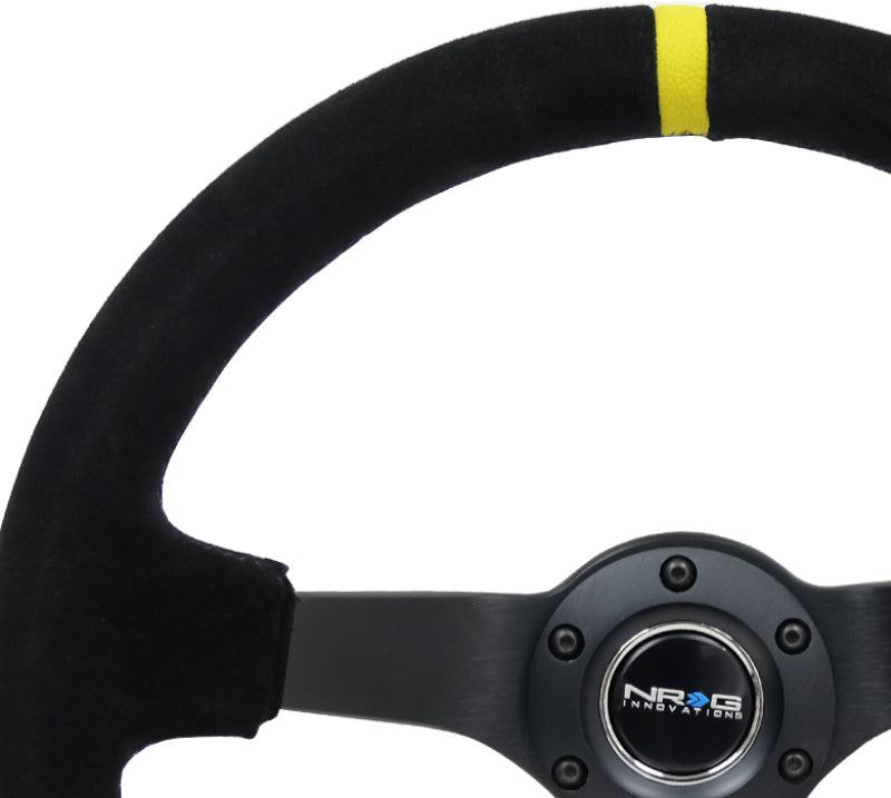 NRG Reinforced Steering Wheel (350mm / 3in. Deep) Black Suede/X-Stitch w/ 5mm Black Spoke & Yellow CM (RST-036MB-S-Y) - photo 3