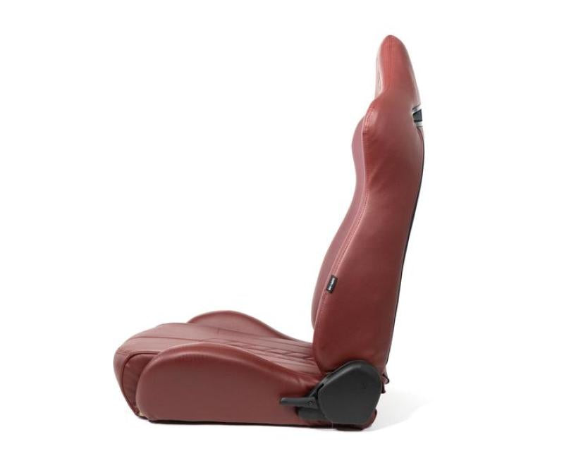 NRG Reclinable Sport Seats (Pair) The Arrow Maroon Vinyl w/ Pressed NRG logo w/ Maroon Stitch (RSC-810MAR L/R) - photo 2