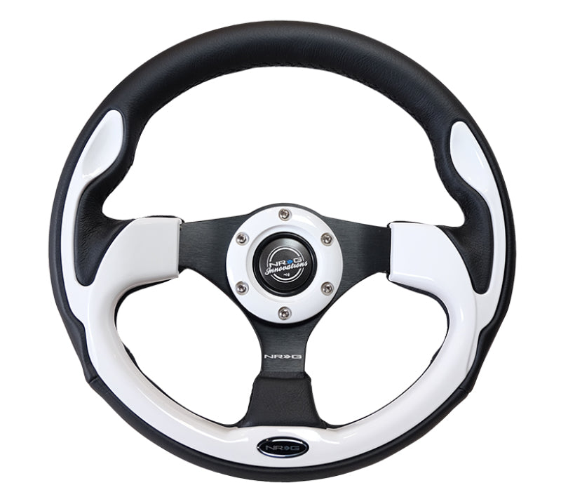 NRG Reinforced Steering Wheel (320mm) Black w/ White Trim & 4mm 3-Spoke (RST-001WT) - photo 6
