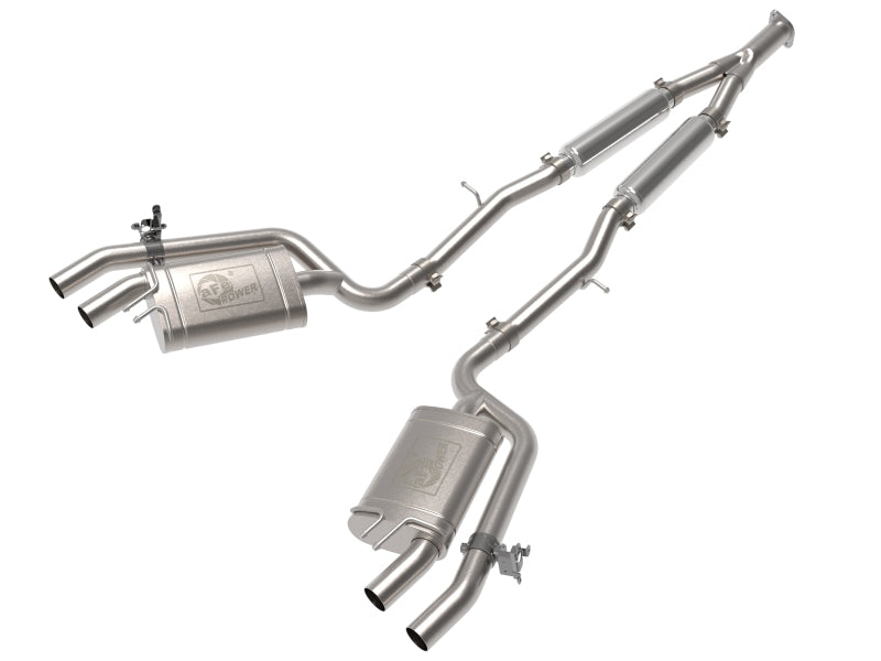 aFe Gemini XV 3in to Dual 2-1/2in 304 Stainless Steel Cat-Back Exhaust with Cut-Out 2018-2021 Kia Stinger L4-2.0L