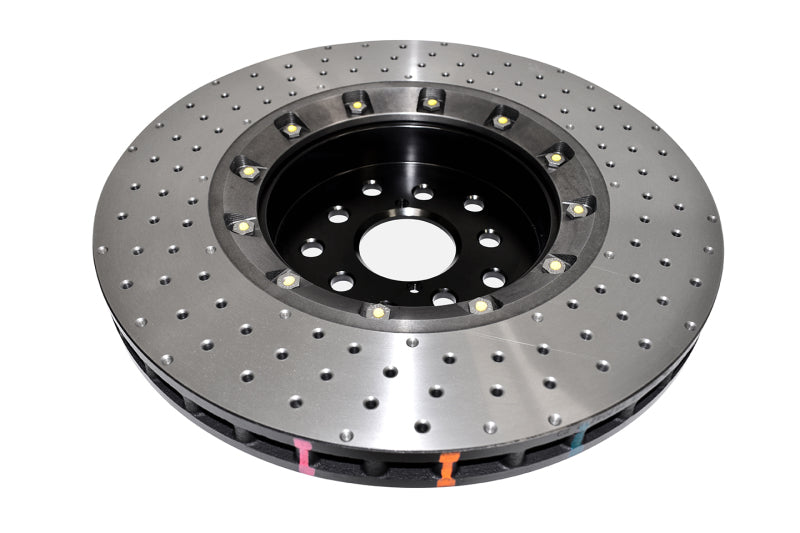 DBA Subaru WRX/STI (VA) 5000 Series XD Drilled & Dimpled 2-Piece Front Brake Rotor, Black Hat (DBA53050BLKXD-10)