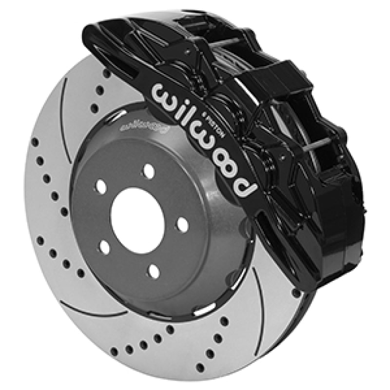 Wilwood 2015-2023 Ford Mustang SX6R Front Big Brake Kit (14in) - Black / Drilled & Slotted