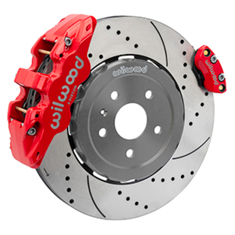 Wilwood 2020-2023 Chevrolet Corvette C8 Aero4 Rear Big Brake Kit - Red / Drilled & Slotted