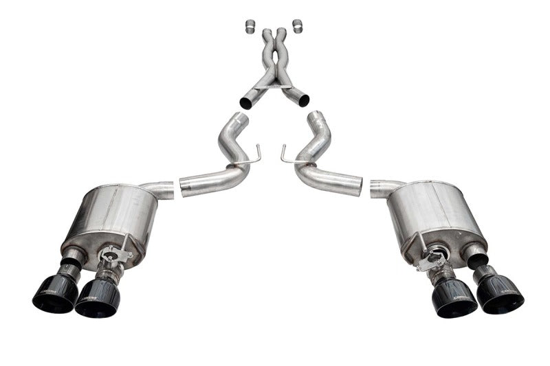 CORSA Performance 2020-2022 Ford Mustang GT500 3.0in Dual Rear Exit Cat-Back with Twin 5.0in Black Slash Cut Pro Tips