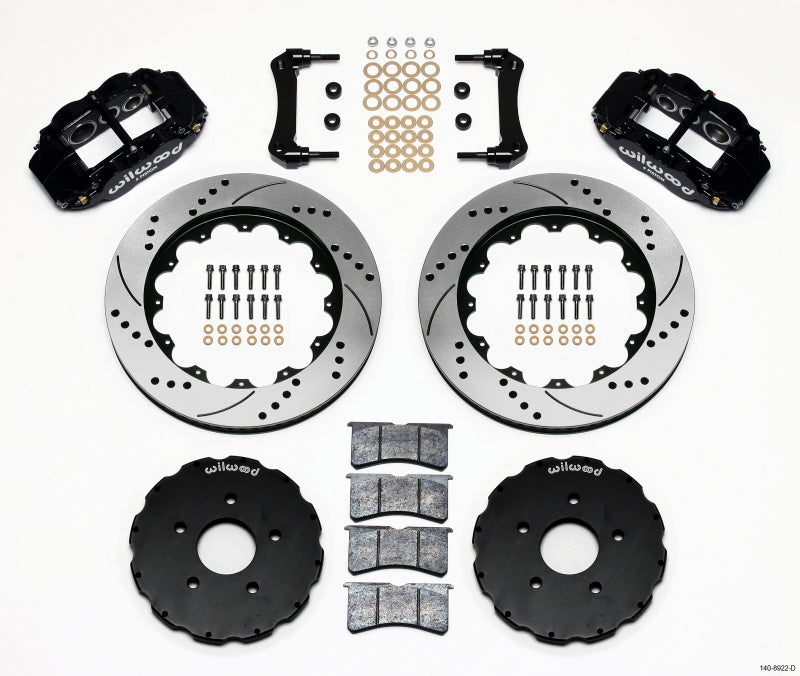 Wilwood 2005-2013 Chevrolet Corvette C6 Forged Narrow Superlite 6R Front Big Brake Kit (14in) - Black / Drilled & Slotted
