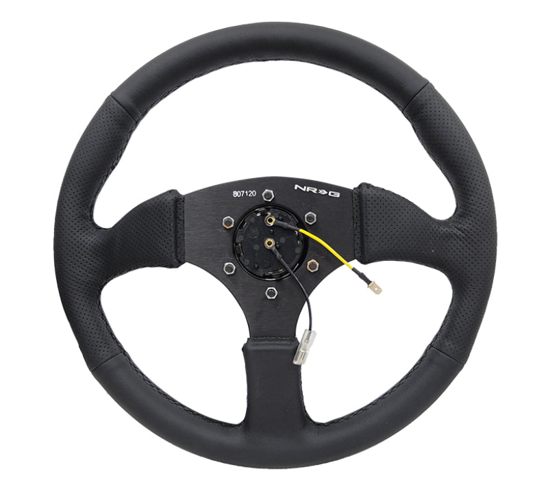 NRG Reinforced Steering Wheel (350mm / 2.5in. Deep) Black Leather Comfort Grip w/ 5mm Matte Black Spokes (RST-023MB-R) - photo 4