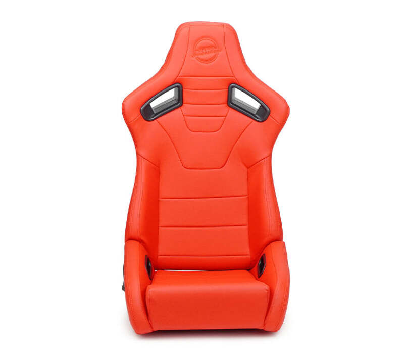 NRG Omega Reclinable Racing Seat (Pair) Red with Black Carbon Vinyl Back (RSC-750RD/BK L/R)