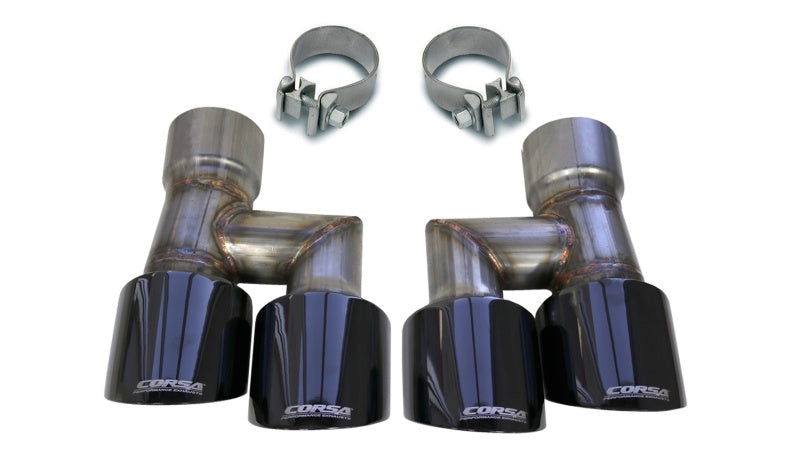 CORSA Performance 2018-2023 Ford Mustang Eco 2.3L Twin 4in Black PVD Pro-Series Tip Kit (Clamps Included) - photo 2