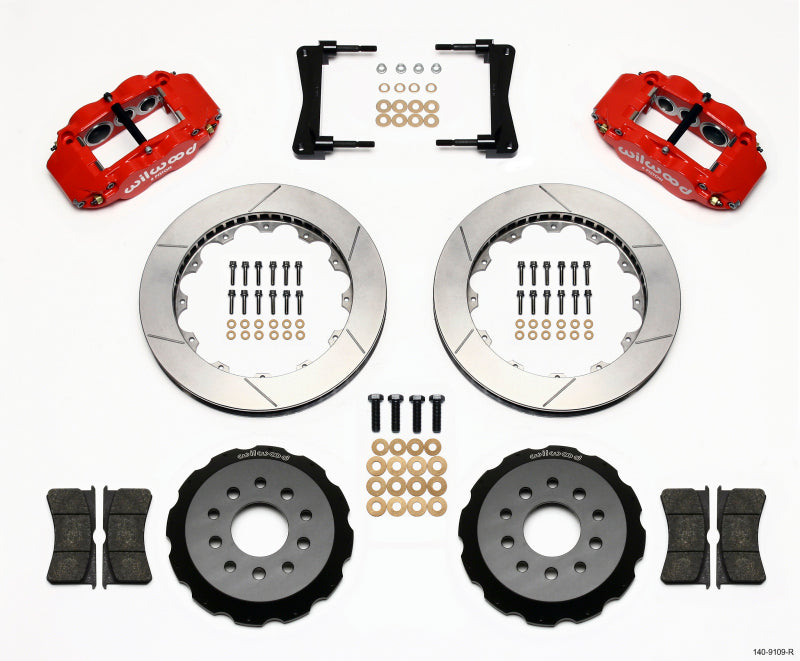 Wilwood 2005-2014 Ford Mustang Forged Narrow Superlite 6R Front Big Brake Kit (13.06in) - Red / Slotted