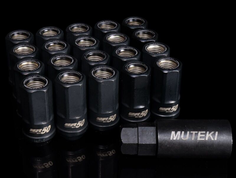 Muteki HR50 Open End Lug Nuts - Black w/ Black Ring 14x1.50 (HR5007BB)