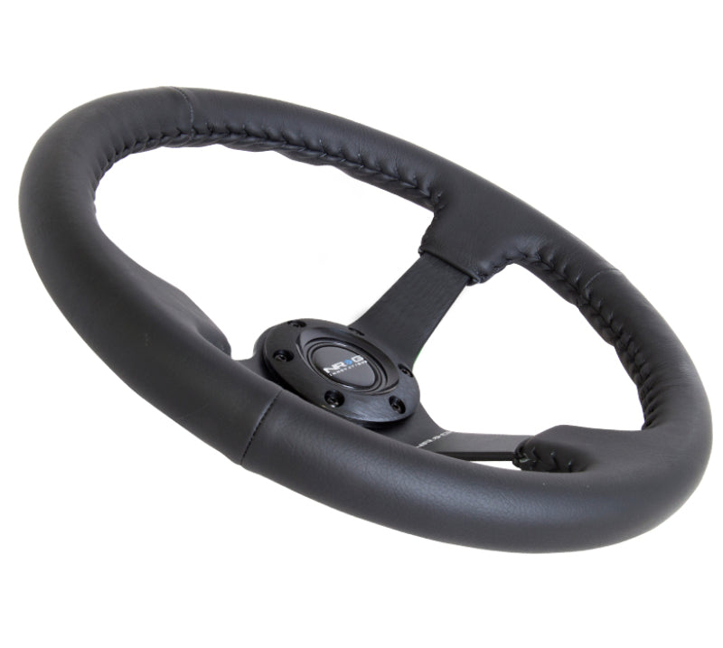 NRG Reinforced Steering Wheel (350mm / 3in. Deep) Bk Leather w/ Bk BBall Stitch (Odi Bakchis Edition) (RST-036MB-R) - photo 4