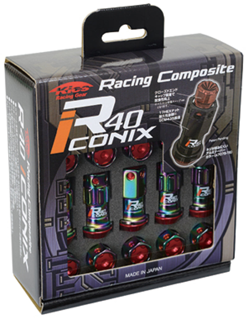 Project Kics 12x1.50 R40 Iconix Lug Nuts - Neochrome w/ Black Aluminum Cap (20 Pcs) (WRIA01NK)