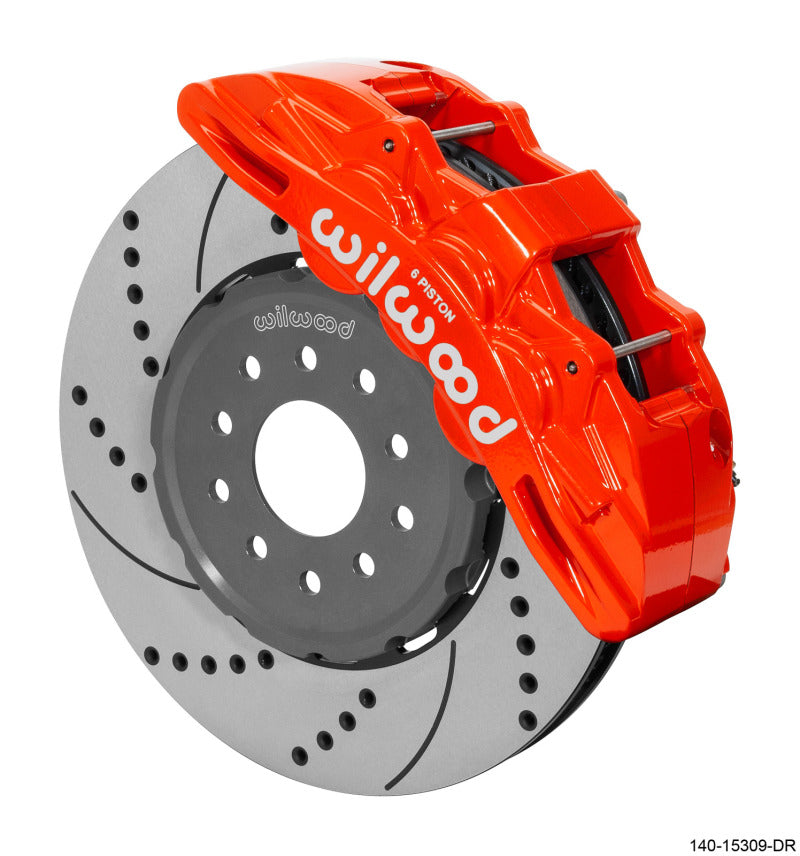 Wilwood 2005-2013 Chevrolet Corvette C6 SX6R Front Big Brake Kit (14in) - Red / Drilled & Slotted