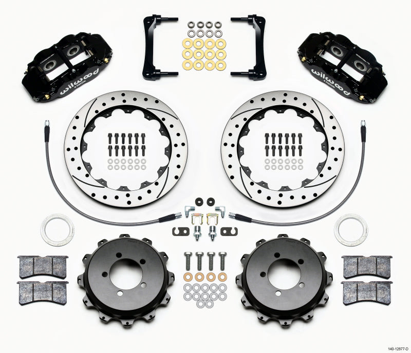 Wilwood 2008-2012 Subaru WRX Forged Narrow Superlite 4R Rear Big Brake Kit (12.88in) - Black / Drilled & Slotted