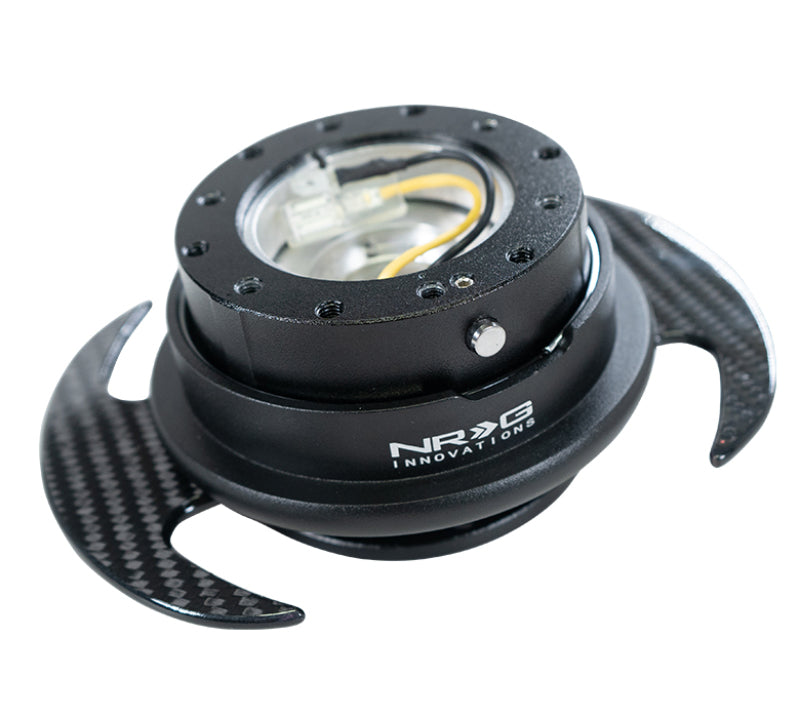 NRG Quick Release Kit Gen 3.0 - Black Body / Black Ring w/ Carbon Fiber Handles (SRK-650CF)