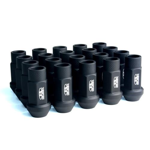 BLOX Racing Street Series Forged Lug Nuts - Flat Black - 12x1.50 - Set of 20 - New Design (BXAC-00104-SSFB)