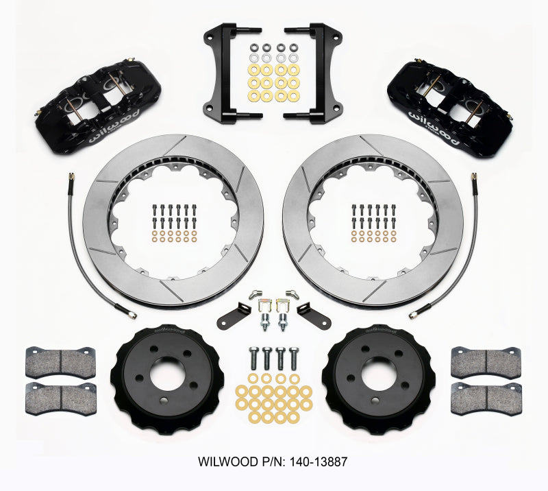 Wilwood 2015-2023 Ford Mustang Aero6 Front Big Brake Kit (15in) - Black / Slotted
