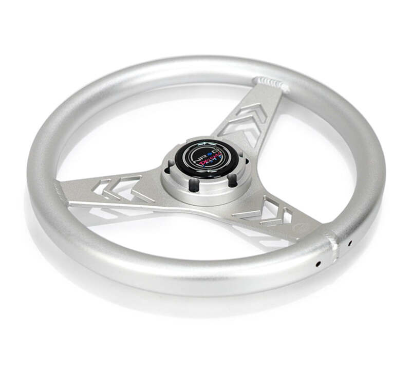 NRG Aluminum Steering Wheel 330mm - Arow Cutout - Ergonomic Grip - Anadized Silver (RST-070-SL) - photo 3
