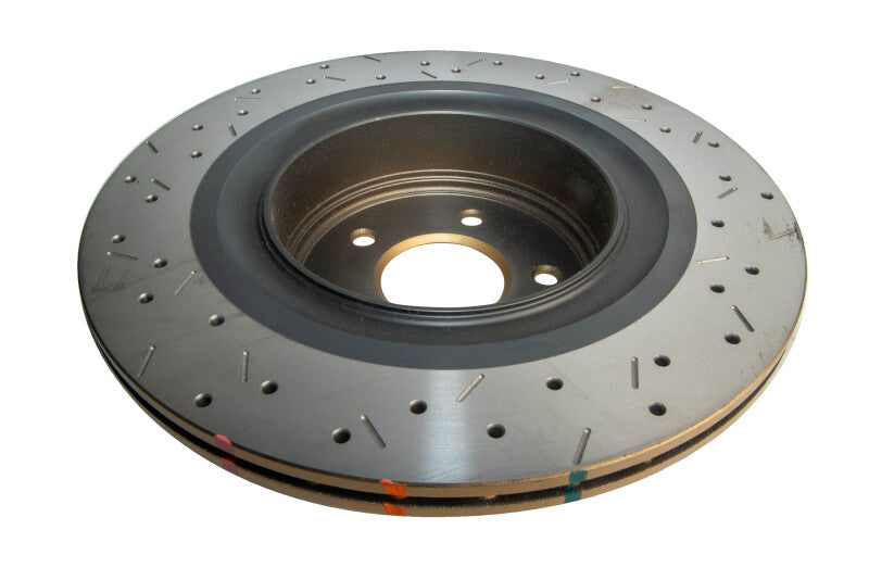 DBA Nissan 370Z (Z34) 4000 Series XS Drilled & Slotted Rear Brake Rotor, Gold Hat (DBA42315XS)