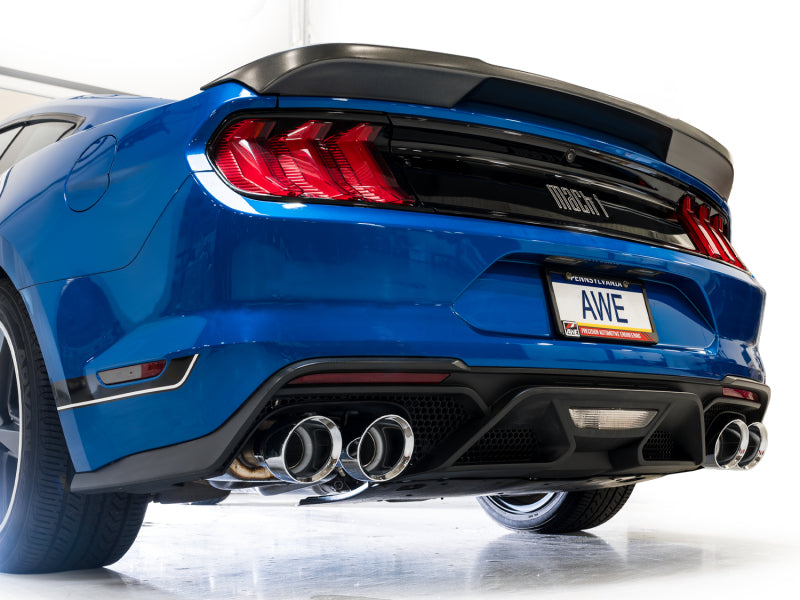 AWE Tuning 2021-2023 Ford Mustang Mach 1 SwitchPath Cat-Back Exhaust with Quad Chrome Silver Tips - photo 5