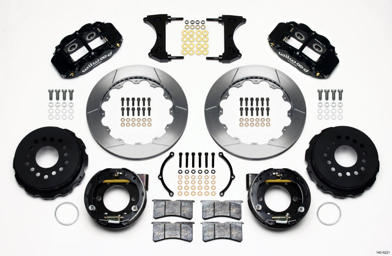Wilwood 2005-2014 Ford Mustang Forged Narrow Superlite 4R Rear Big Brake Kit with Parking Brake (12.88in) - Black / Slotted