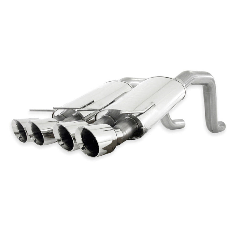 Stainless Works 2006-2013 Corvette C6ZO6/ZR1 3in Axle-Back Chambered Mufflers Quad 4in Rolled Edge Tips - photo 2
