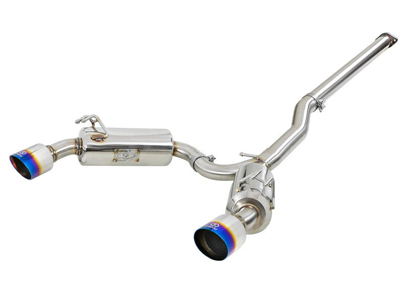 aFe Takeda 3in. to 2.5in. 304 Stainless Steel Cat-Back Exhaust 2008-2015 Mitsubishi EVO I4-2.0L - Blue Flamed Tips