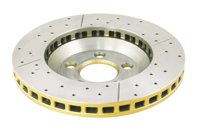 DBA Ford Mustang (S197) Street Series Drilled & Slotted Front Brake Rotor, Gold Hat (DBA2113X)