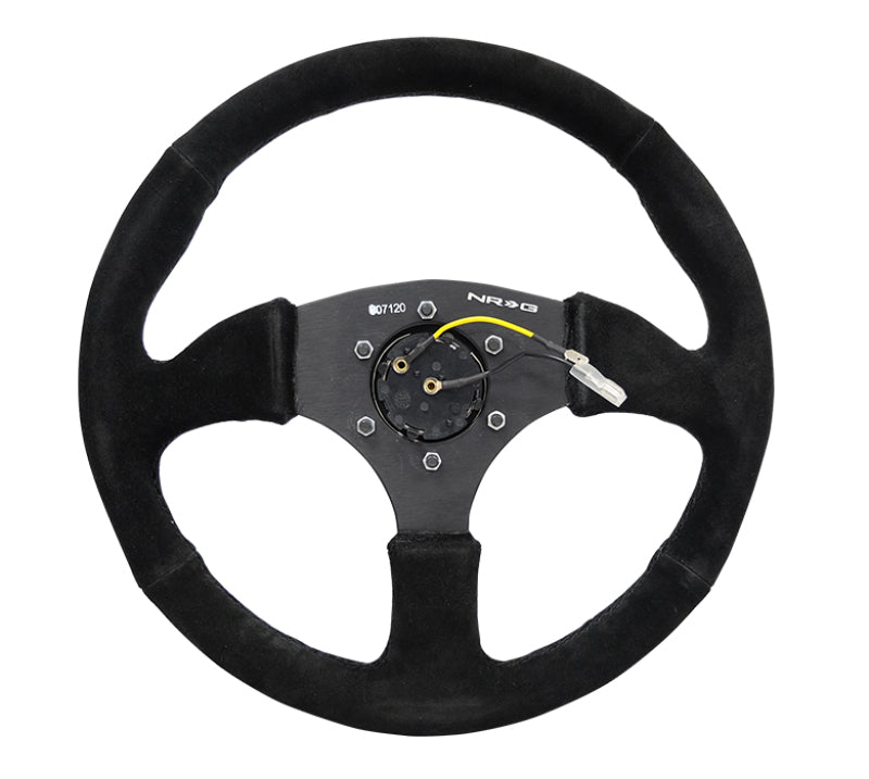 NRG Reinforced Steering Wheel (350mm / 2.5in. Deep) Black Suede Comfort Grip w/ 5mm Matte Black Spokes (RST-023MB-S) - photo 4