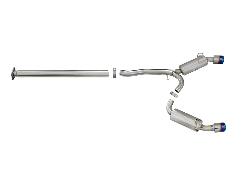 aFe Takeda 3in. to 2.5in. 304 Stainless Steel Cat-Back Exhaust 2008-2015 Mitsubishi EVO I4-2.0L - Blue Flamed Tips - photo 5