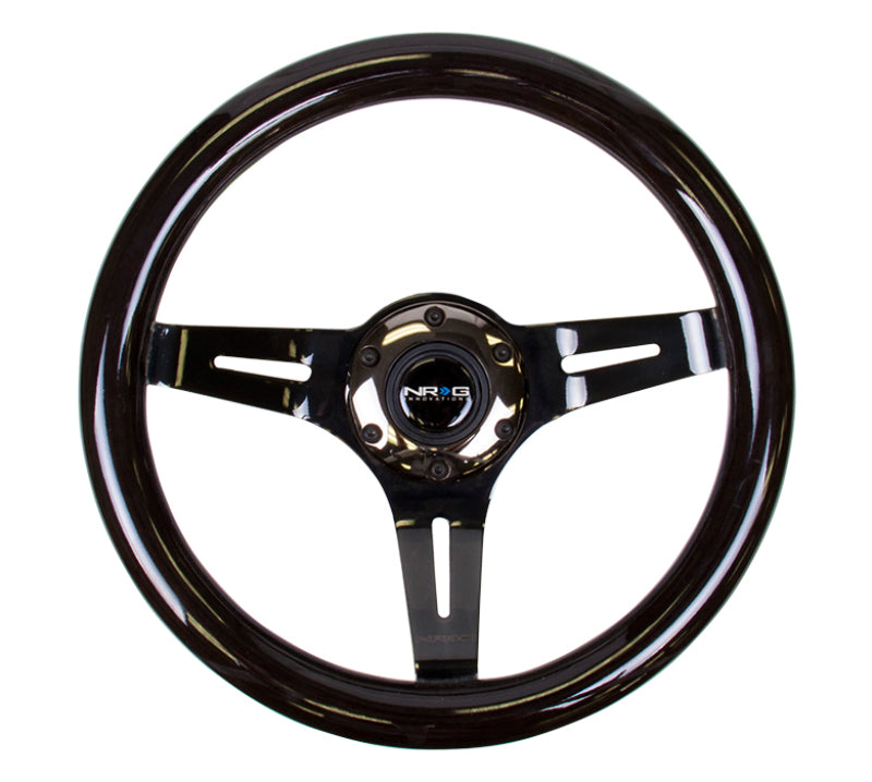 NRG Classic Wood Grain Steering Wheel (310mm) Black w/ Black Chrome 3-Spoke Center (ST-310BK-BK) - photo 3