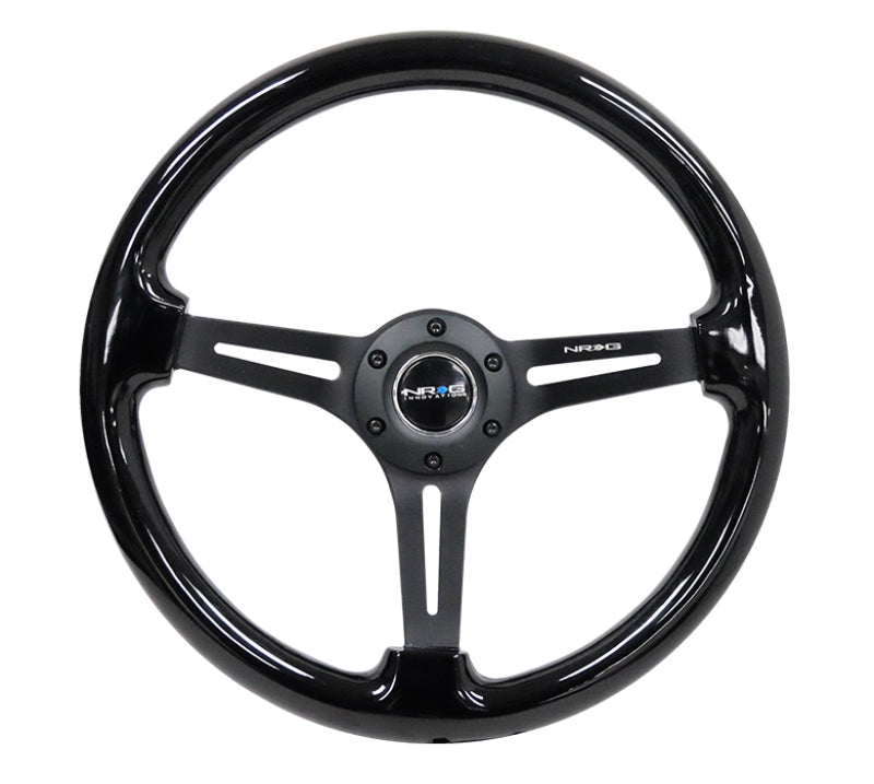 NRG Reinforced Steering Wheel (350mm / 3in. Deep) Black Wood w/ Black Matte Spoke/Black Center Mark (RST-018BK-BK)