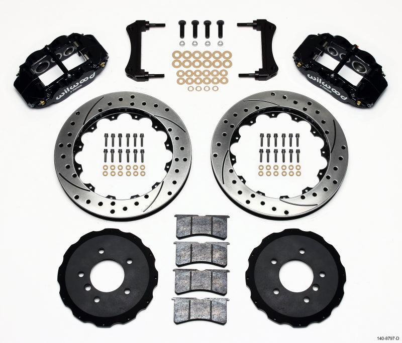 Wilwood BMW M3 E36 Forged Narrow Superlite 6R Front Big Brake Kit (13.06in) - Black / Drilled & Slotted