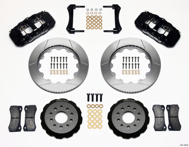 Wilwood 2005-2014 Ford Mustang Aero6 Front Big Brake Kit (14in) - Black / Slotted
