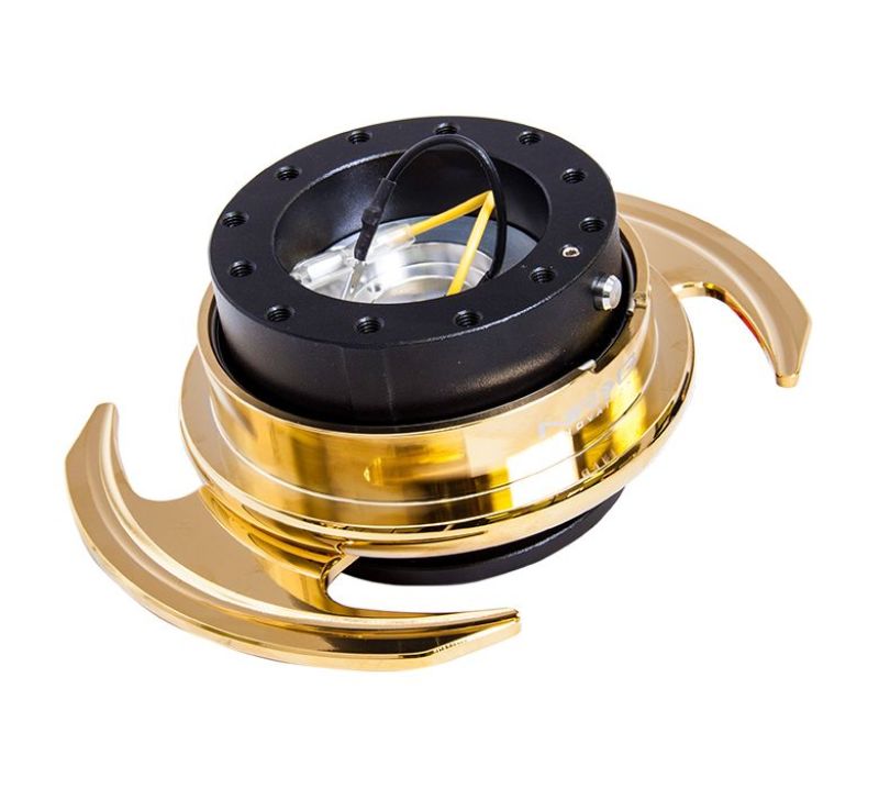 NRG Quick Release Kit Gen 3.0 - Black Body / Chrome Gold Ring w/ Handles (SRK-650BK-C/GD)