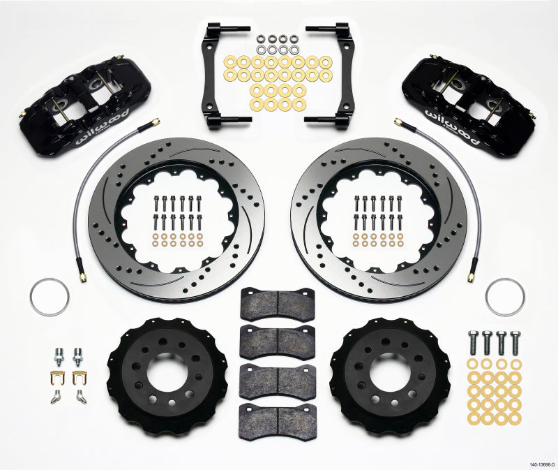 Wilwood 2014-2019 Chevrolet Corvette C7 Aero4 Rear Big Brake Kit (14.25in) - Black / Drilled & Slotted