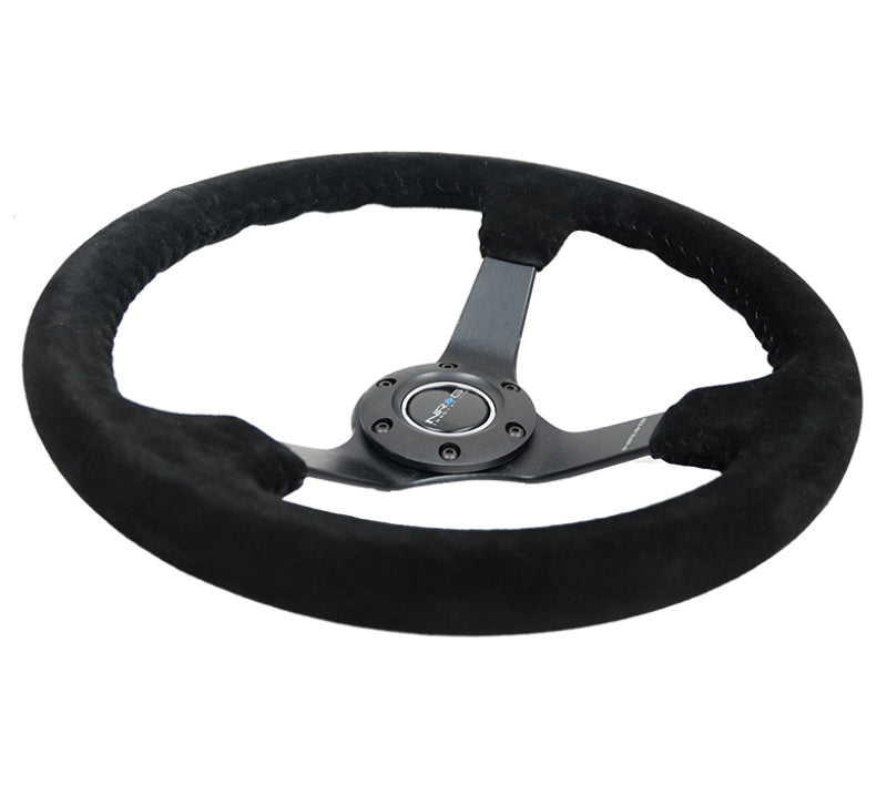 NRG Reinforced Steering Wheel (350mm / 3in. Deep) Black Suede/Black Bball Stitch w/ 5mm Matte Black Spoke (RST-036MB-S-BK) - photo 5